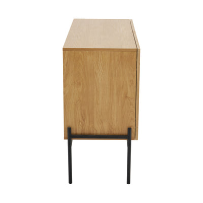 Commode/Buffet Moderne Naturel avec Étagère Réglable et Structure Métallique Robuste VAIKNELS