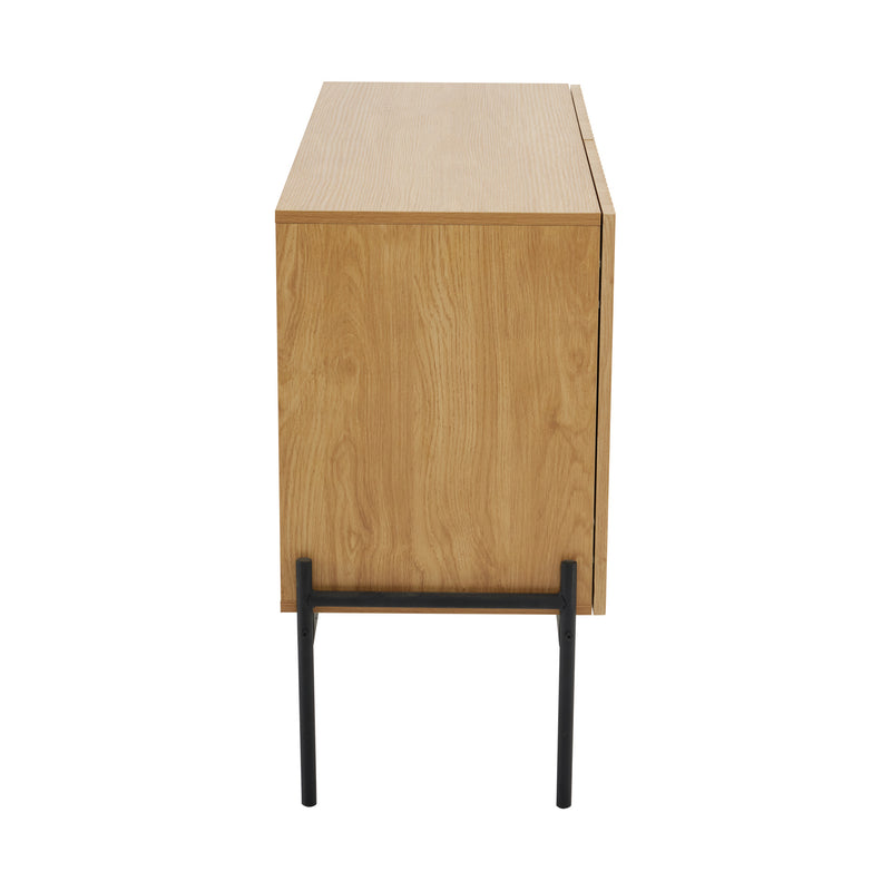 Commode/Buffet Moderne Naturel avec Étagère Réglable et Structure Métallique Robuste VAIKNELS