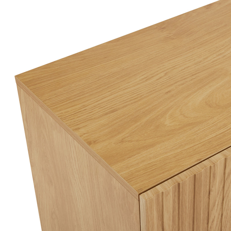 Commode/Buffet Moderne Naturel avec Étagère Réglable et Structure Métallique Robuste VAIKNELS