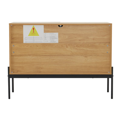 Commode/Buffet Moderne Naturel avec Étagère Réglable et Structure Métallique Robuste VAIKNELS