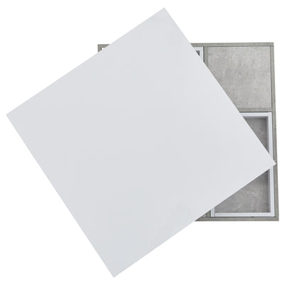 Table Basse Pivotante Blanche et Effet Marbre Double Couche avec Rangement Intégré ACHO