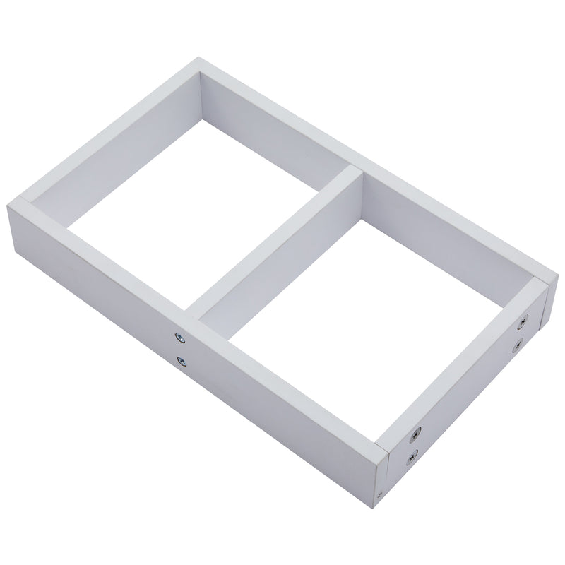 Table Basse Pivotante Blanche et Effet Marbre Double Couche avec Rangement Intégré ACHO