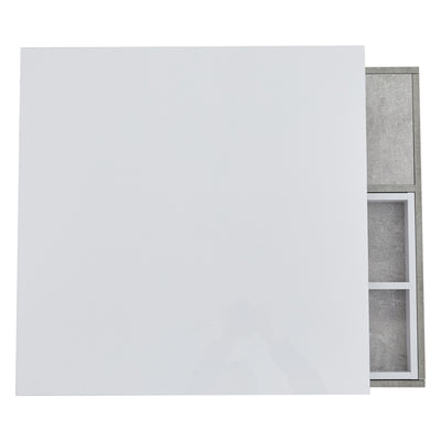 Table Basse Pivotante Blanche et Effet Marbre Double Couche avec Rangement Intégré ACHO