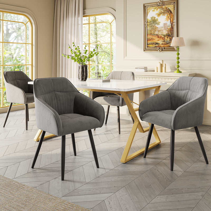 Table de salle à manger Moderne Effet Marbre Blanc et Pieds Dorés ACINS GOLD