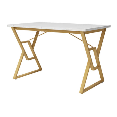 Table de salle à manger Moderne Effet Marbre Blanc et Pieds Dorés ACINS GOLD