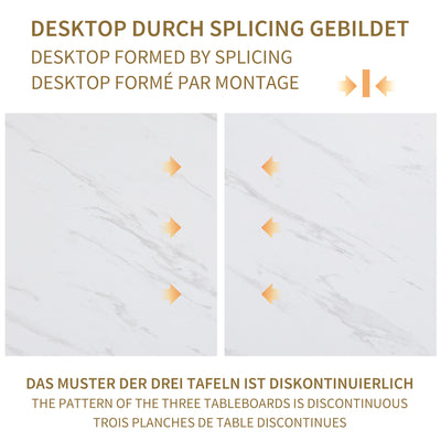 Table de salle à manger Moderne Effet Marbre Blanc et Pieds Dorés ACINS GOLD
