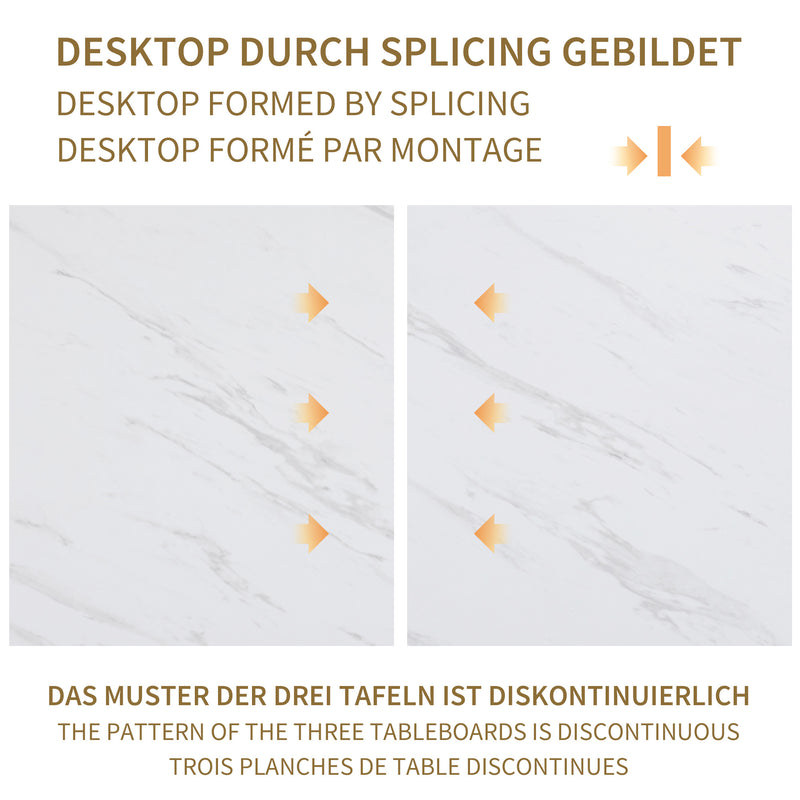 Table de salle à manger Moderne Effet Marbre Blanc et Pieds Dorés ACINS GOLD