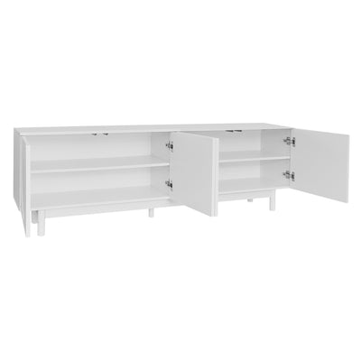 Meuble TV Blanc Élégant et Fonctionnel avec Portes Push-to-Open et Étagères Réglables AEKRON