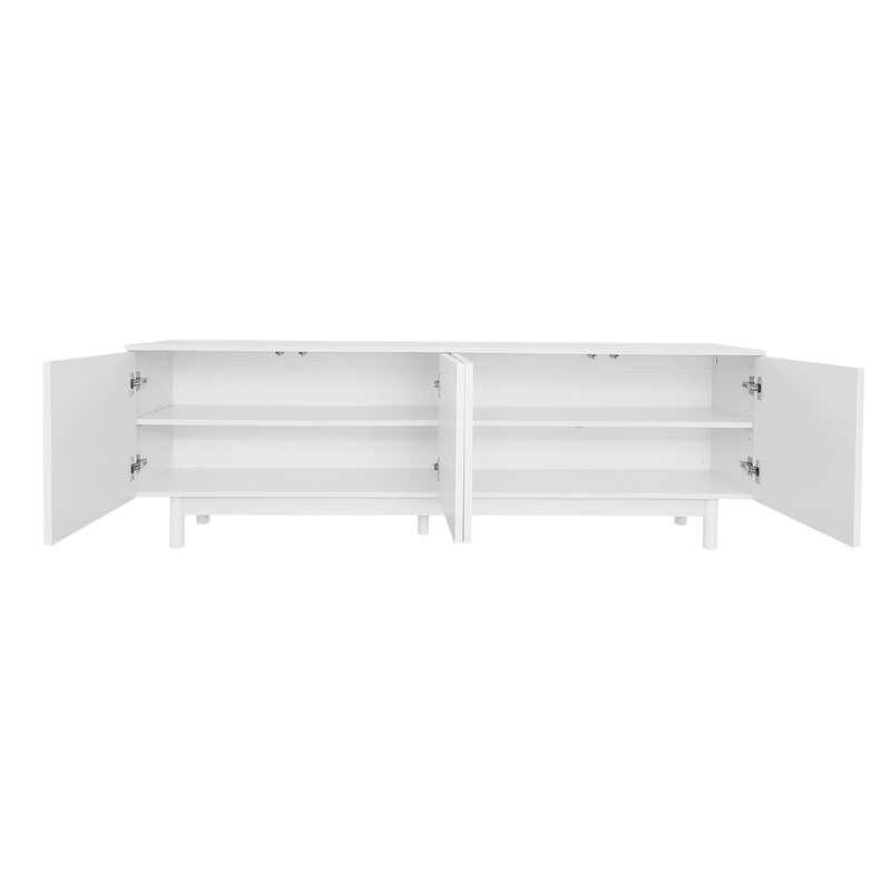 Meuble TV Blanc Élégant et Fonctionnel avec Portes Push-to-Open et Étagères Réglables AEKRON