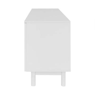 Meuble TV Blanc Élégant et Fonctionnel avec Portes Push-to-Open et Étagères Réglables AEKRON