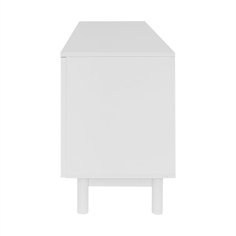 Meuble TV Blanc Élégant et Fonctionnel avec Portes Push-to-Open et Étagères Réglables AEKRON