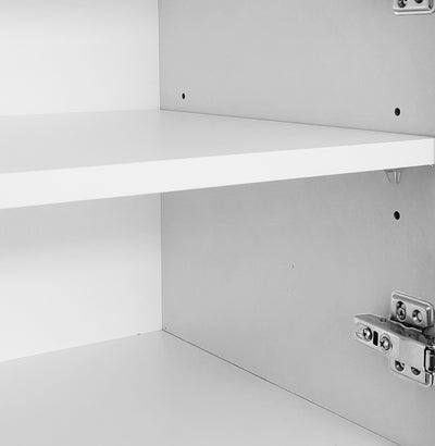 Meuble TV Blanc Élégant et Fonctionnel avec Portes Push-to-Open et Étagères Réglables AEKRON
