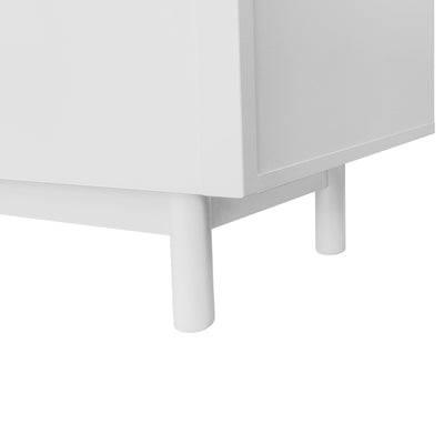 Meuble TV Blanc Élégant et Fonctionnel avec Portes Push-to-Open et Étagères Réglables AEKRON
