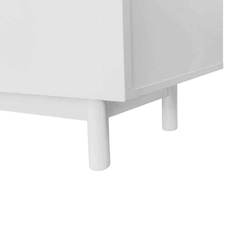 Meuble TV Blanc Élégant et Fonctionnel avec Portes Push-to-Open et Étagères Réglables AEKRON