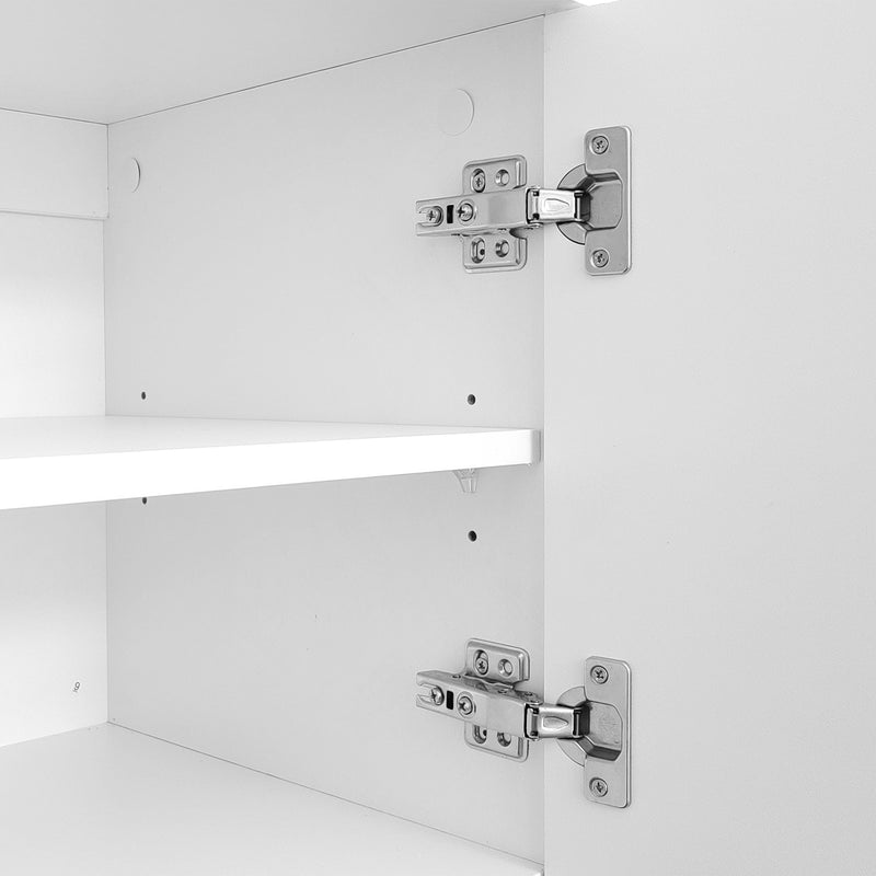 Meuble TV Blanc Élégant et Fonctionnel avec Portes Push-to-Open et Étagères Réglables AEKRON