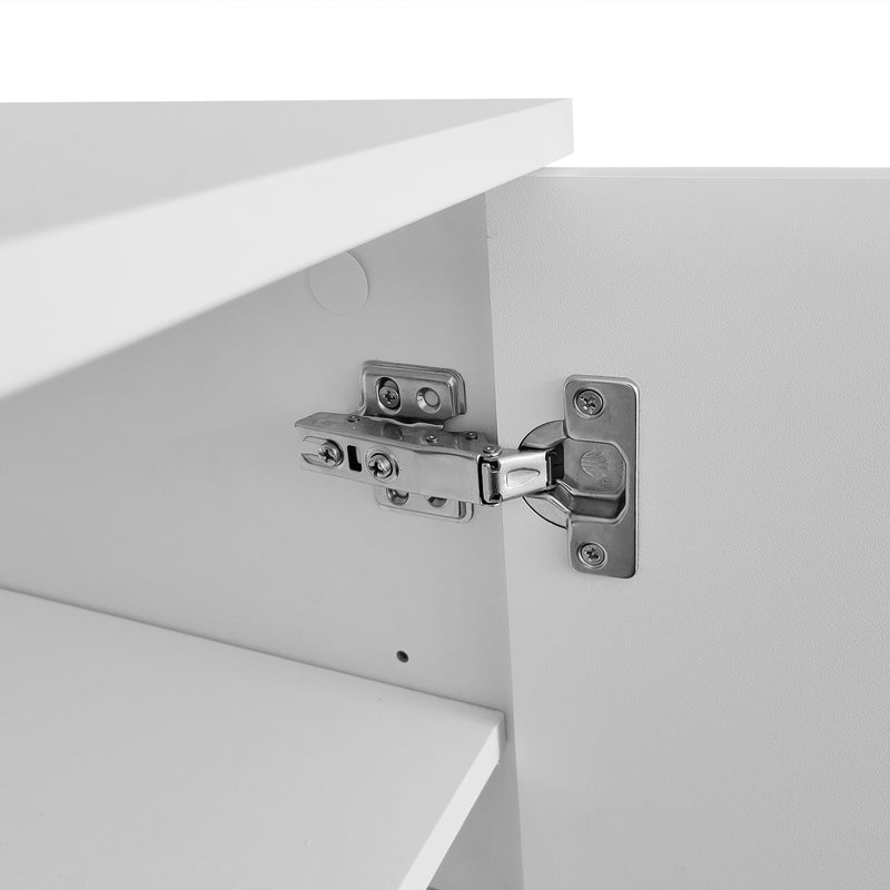 Meuble TV Blanc Élégant et Fonctionnel avec Portes Push-to-Open et Étagères Réglables AEKRON
