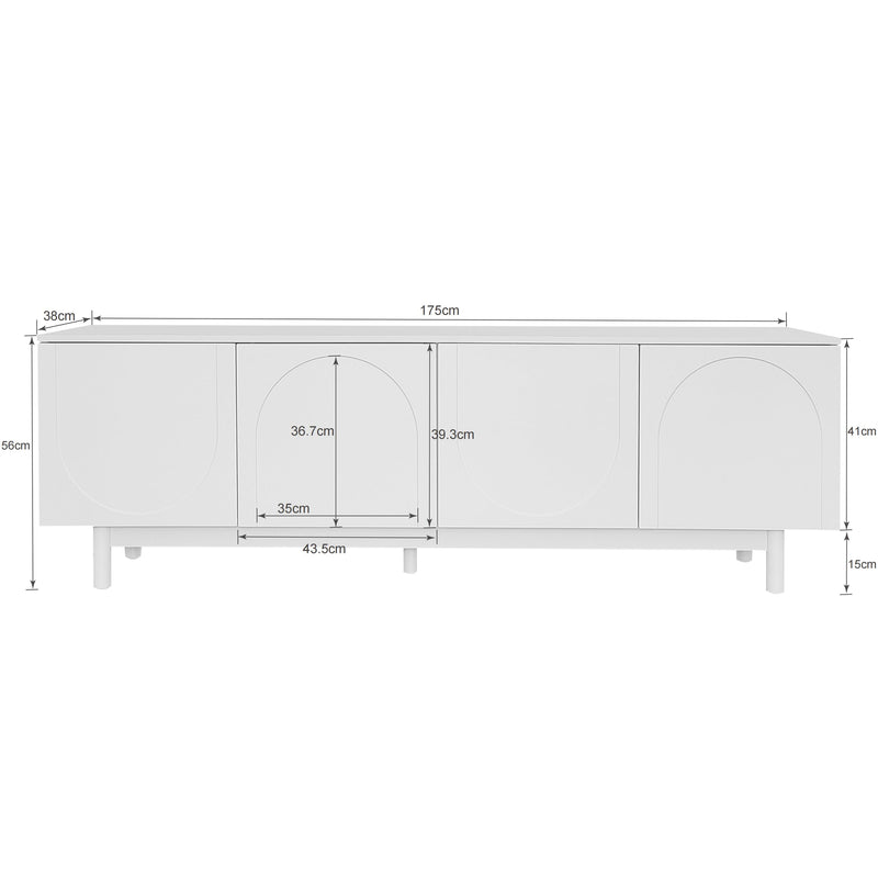 Meuble TV Blanc Élégant et Fonctionnel avec Portes Push-to-Open et Étagères Réglables AEKRON