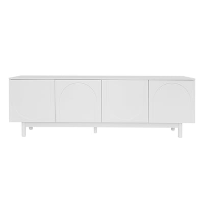 Meuble TV Blanc Élégant et Fonctionnel avec Portes Push-to-Open et Étagères Réglables AEKRON