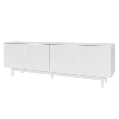 Meuble TV Blanc Élégant et Fonctionnel avec Portes Push-to-Open et Étagères Réglables AEKRON