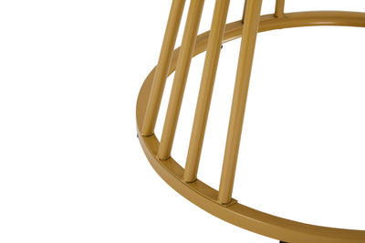Table à Manger Ronde Blanche Effet Marbre avec Piétement Métallique Design AIZU