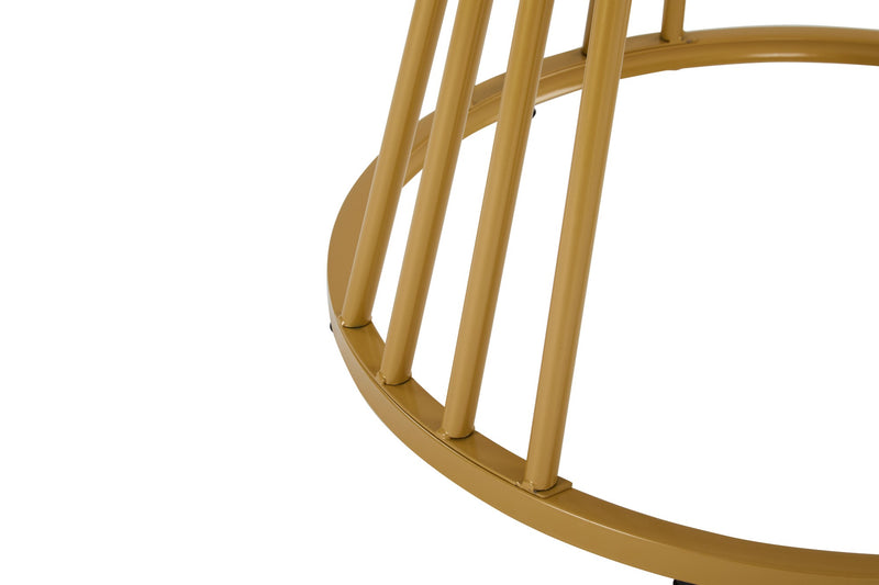 Table à Manger Ronde Blanche Effet Marbre avec Piétement Métallique Design AIZU