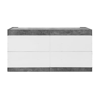 Buffet Moderne Blanc Brillant et Gris Ciment avec Rangement Spacieux et Étagères Ajustables ARKUNS