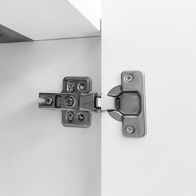 Buffet Moderne Blanc Brillant et Gris Ciment avec Rangement Spacieux et Étagères Ajustables ARKUNS