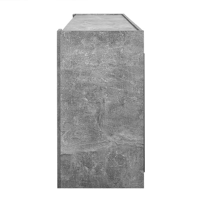 Buffet Moderne Blanc Brillant et Gris Ciment avec Rangement Spacieux et Étagères Ajustables ARKUNS