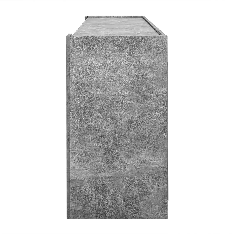 Buffet Moderne Blanc Brillant et Gris Ciment avec Rangement Spacieux et Étagères Ajustables ARKUNS