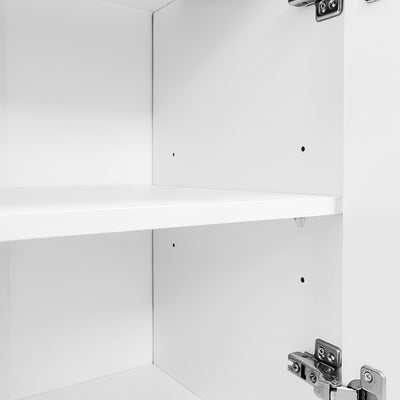 Buffet Moderne Blanc Brillant et Gris Ciment avec Rangement Spacieux et Étagères Ajustables ARKUNS
