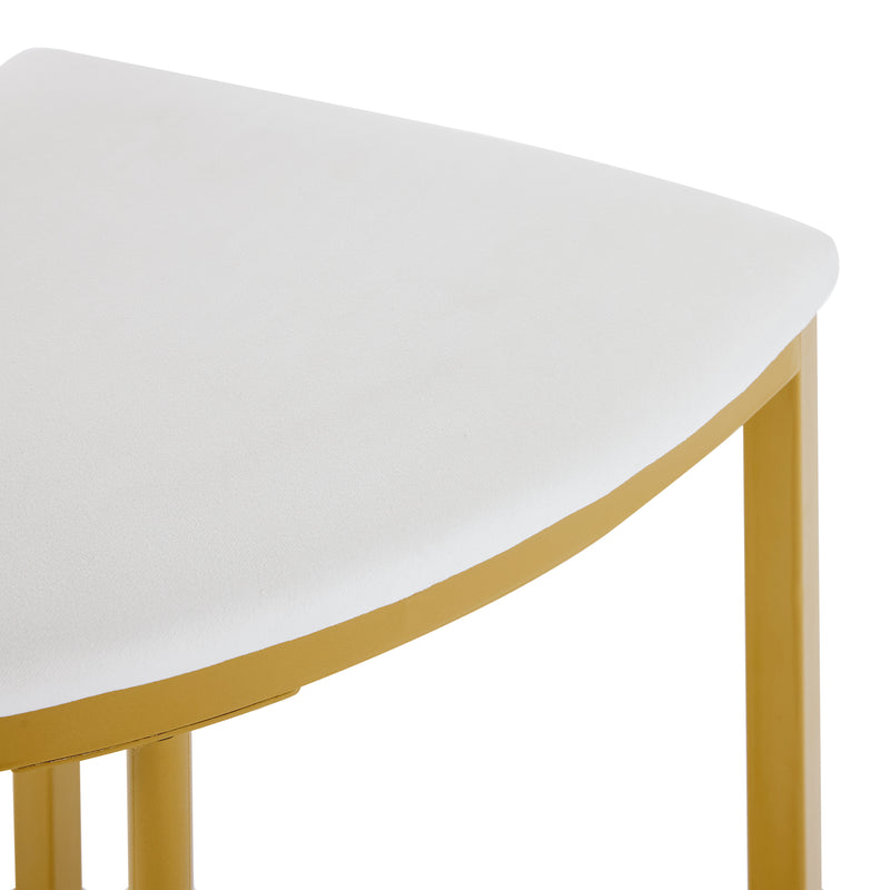 Ensemble Table à Manger Ronde Blanche et Or avec 4 Chaises en Velours Gris - Design Moderne et Compact ATEIX WHITE