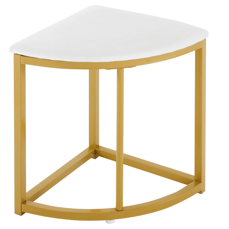 Ensemble Table à Manger Ronde Blanche et Or avec 4 Chaises en Velours Gris - Design Moderne et Compact ATEIX WHITE