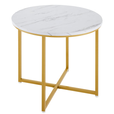Ensemble Table à Manger Ronde Blanche et Or avec 4 Chaises en Velours Gris - Design Moderne et Compact ATEIX WHITE