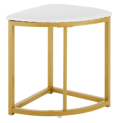 Ensemble Table à Manger Ronde Blanche et Or avec 4 Chaises en Velours Gris - Design Moderne et Compact ATEIX WHITE