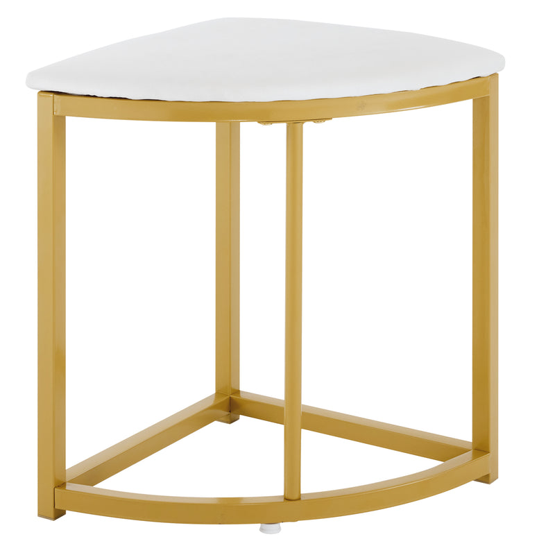 Ensemble Table à Manger Ronde Blanche et Or avec 4 Chaises en Velours Gris - Design Moderne et Compact ATEIX WHITE