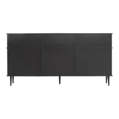 Buffet / Commode Moderne Noir & Effet Chêne avec Portes Coulissantes et Rangement Ouvert (160x40x80cm) BIMPHA