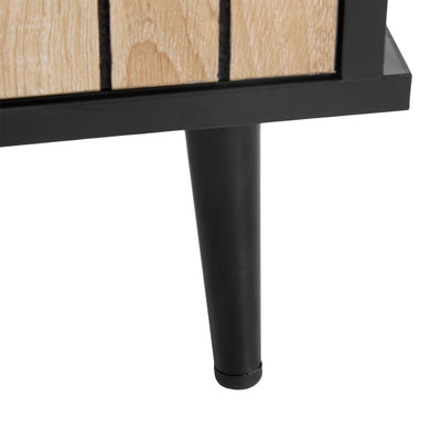 Buffet / Commode Moderne Noir & Effet Chêne avec Portes Coulissantes et Rangement Ouvert (160x40x80cm) BIMPHA