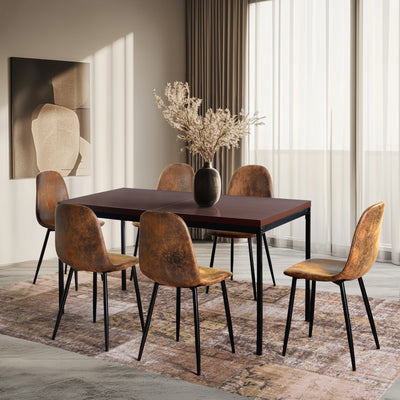 Set of 4 vintage Scandinavian dining chairs in retro brown suede CHARLTON SUEDE NL 2PCS