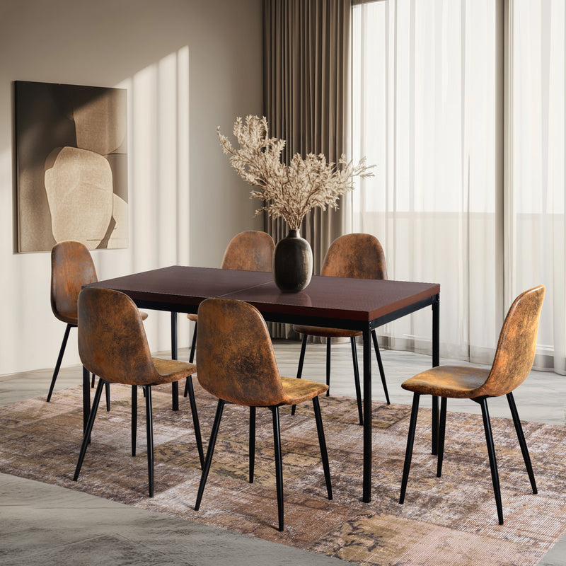 Set of 4 vintage Scandinavian dining chairs in retro brown suede CHARLTON SUEDE NL 2PCS