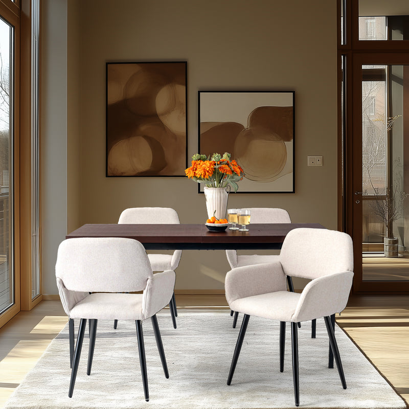 Set of 2 Scandinavian dining room chairs in beige fabric with black legs MAYFAIR BEIGE