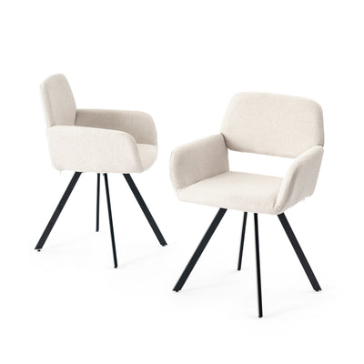 Set of 2 Scandinavian swivel dining chairs in beige fabric CALIFORNIA KD BEIGE SWIVEL