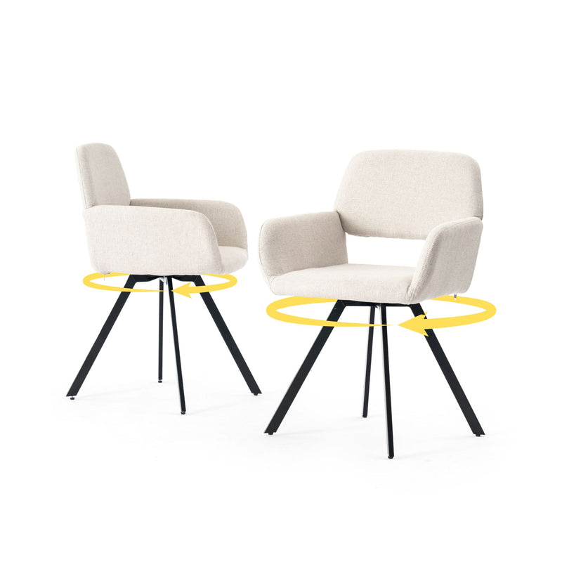 Set of 2 Scandinavian swivel dining chairs in beige fabric CALIFORNIA KD BEIGE SWIVEL