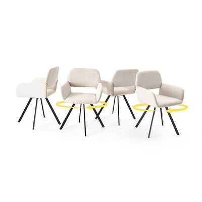 Set of 2 Scandinavian swivel dining chairs in beige fabric CALIFORNIA KD BEIGE SWIVEL