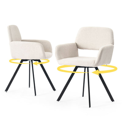 Set of 2 Scandinavian swivel dining chairs in beige fabric CALIFORNIA KD BEIGE SWIVEL