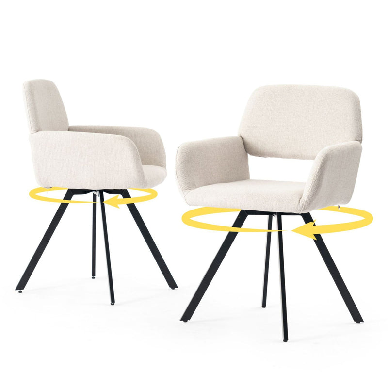 Set of 2 Scandinavian swivel dining chairs in beige fabric CALIFORNIA KD BEIGE SWIVEL