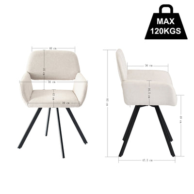 Set of 2 Scandinavian swivel dining chairs in beige fabric CALIFORNIA KD BEIGE SWIVEL