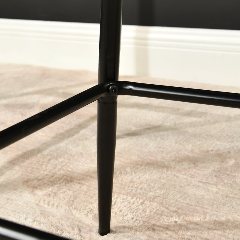 Set of 2 industrial style black PU swivel bar stools with white stitching 67Hcm CHARLTON COUNTER BLACK PU BLACK LEG 2PCS (Copy)