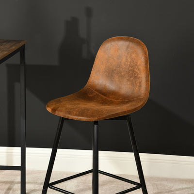 Set of 2 industrial style black PU swivel bar stools with white stitching 67Hcm CHARLTON COUNTER BLACK PU BLACK LEG 2PCS (Copy)