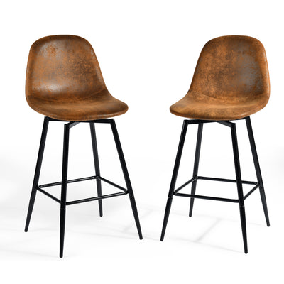 Set of 2 industrial style black PU swivel bar stools with white stitching 67Hcm CHARLTON COUNTER BLACK PU BLACK LEG 2PCS (Copy)