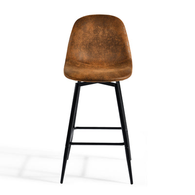 Set of 2 industrial style black PU swivel bar stools with white stitching 67Hcm CHARLTON COUNTER BLACK PU BLACK LEG 2PCS (Copy)